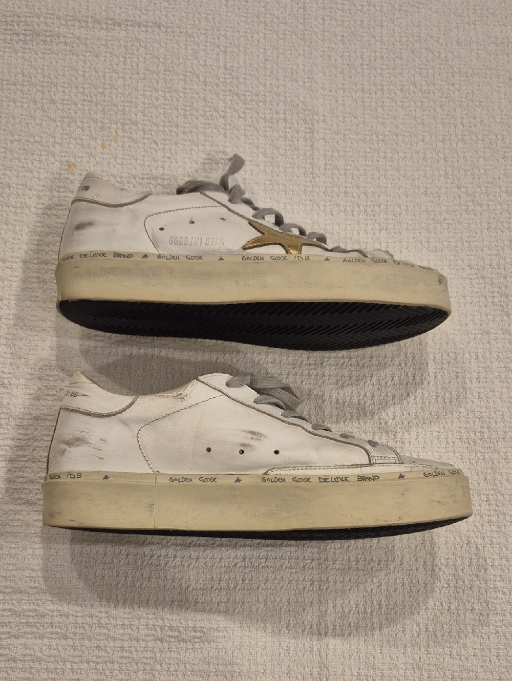 GOLDEN GOOSE White & Gold Hi-Star Sneakers Size 8.5 (39) AS IS - Picture 8 of 16
